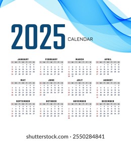Elegant 2025 new year annual calendar design vector