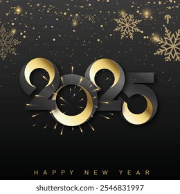 Elegant 2025 New Year Design. Luxurious New Year 2025 Greeting Vector illustration