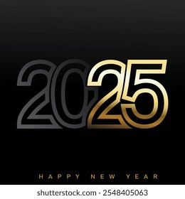 Elegant 2025 New Year Design. Luxurious New Year 2025 Greeting Vector illustration