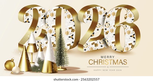 Elegant 2026 Christmas New Year Gold Design
