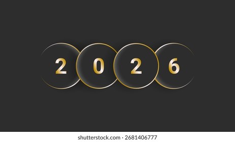 Elegant 2026 new year background. Golden black luxury design