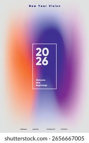Elegant 2026 poster with soft gradient background and minimal text. Perfect for New Year greetings, wallpapers, holiday invitations, and seasonal branding projects.