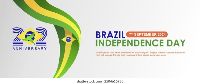 Elegant 202nd Anniversary Brazil Independence Day 7 September 2024 Banner with 2022 Logo. Dia Da Independencia Do Brasil 2024 Background Vector Illustration, Template, Poster, Background.