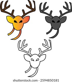 Elegant 3 Dear Vector Illustration