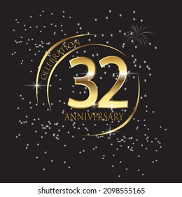 elegant 32 years anniversary gold color logo template eps 10 text vector file easy to edit