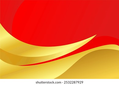 Elegant 3D abstract golden ribbon and wave lines on red background with space for your text. Luxury style. You can use for chinese new year and valentine day banner, card, poster, flyer, etc