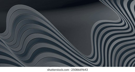 Elegant 3d abstract wavy background with smooth waves and modern monochrome gradient patterns.