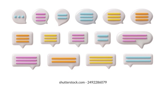 Elegant 3D icons in the form of speech bubbles are ideal for visual design of SMS and chats. Realistic design, isolated notification elements for clear messaging.