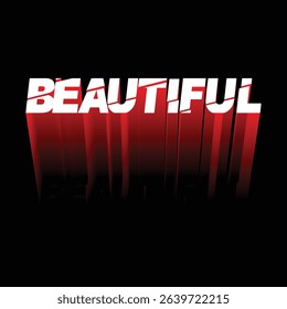 Elegant 3D Metallic Text 'BEAUTIFUL' on a Black Background