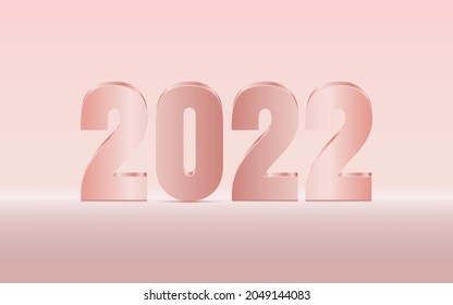 Elegant 3d number 2022 happy new year greeting background