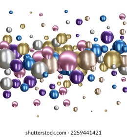 Elegant 3D Pearls. Pearl Beads. Treasure realistic design.