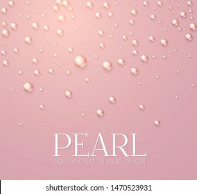 Elegant 3D Pink Pearls. Pearl Beads. Treasure realistic design.