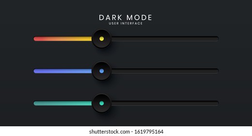 Elegant 3D Slider Bar UI in Dark Mode. Simple, elegant, and minimalist. For website or apps design. Vector Illustration.