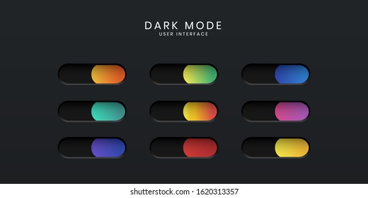 Elegant 3D Switch Button UI in Dark Mode