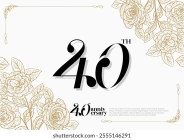 Elegant 40th Anniversary Celebration with Gold and Rose Flower Background