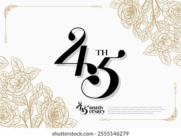 Elegant 45th Anniversary Celebration with Gold and Rose Flower Background