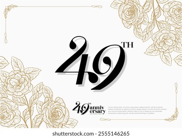 Elegant 49th Anniversary Celebration with Gold and Rose Flower Background