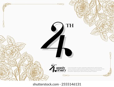 Elegant 4th Anniversary Celebration with Gold and Rose Flower Background