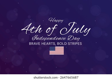Elegant 4th of July Design with Cursive Typography and Flag