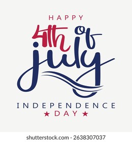 Elegant 4th of July Script Typography – Patriotic Independence Day Vector Design