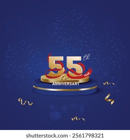 Elegant 55th anniversary design gold