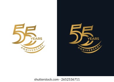 Elegant 55th Anniversary Golden Logo Design