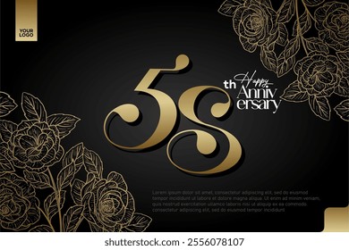 Elegant 58th Anniversary Celebration with Gold and Rose Flower Background