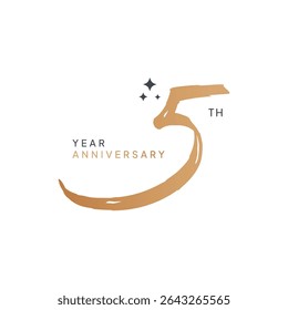 Elegant 5th year anniversary logo design featuring a bold brushstroke number five and modern typography. Perfect for company milestone celebrations, events, or invitations. Celebration
