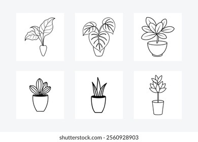 Elegant 6 flower vase vector illustration set, perfect for decor, design, and creative projects.






