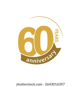 Vetor de rótulo de aniversário de 60 anos elegante
