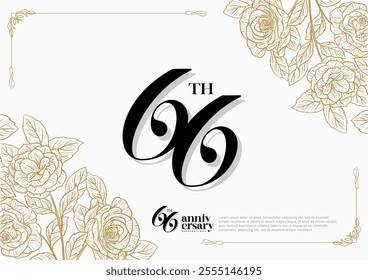 Elegant 66th Anniversary Celebration with Gold and Rose Flower Background