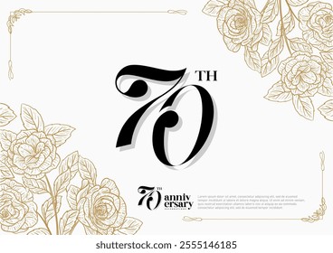 Elegant 70th Anniversary Celebration with Gold and Rose Flower Background