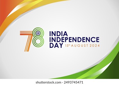 Elegant 78 India Independence Day Banner 15 August 2024. Design with 78 Logo and Indian Flag Gradient Background.