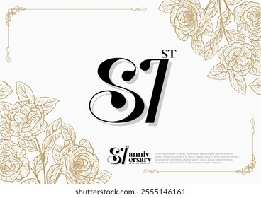 Elegant 81st Anniversary Celebration with Gold and Rose Flower Background
