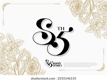Elegant 85th Anniversary Celebration with Gold and Rose Flower Background