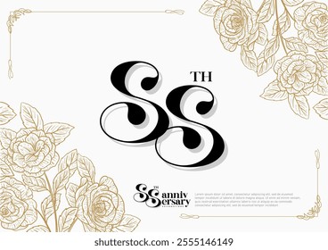 Elegant 88th Anniversary Celebration with Gold and Rose Flower Background