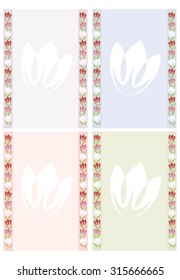 Elegant A4 format border tulips flowers four colors background in vector design