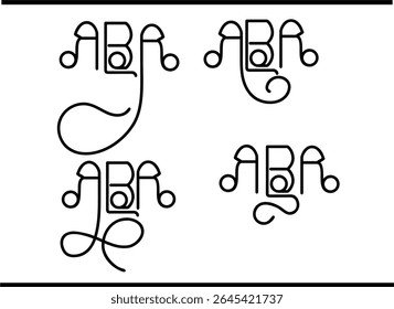 Elegante Monograma de alfabeto ABR - Personalizado Lettermark Design, Moderno A, B, R Monograma Intertravado 