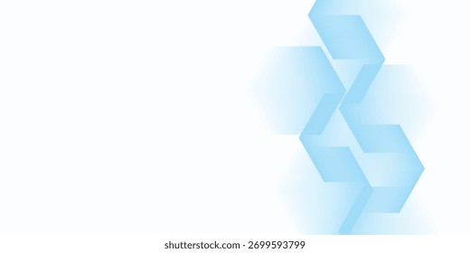 Elegante representación abstracta en 3D con un patrón hexagonal geométrico en tonos suaves blancos y azul claro con una estética moderna