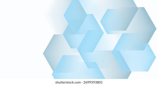 Elegant abstract 3D render featuring a geometric hexagonal pattern in soft white and light blue tones with a modern aesthetic