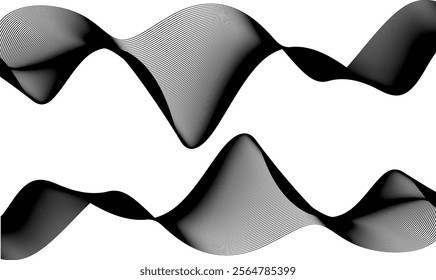 Elegant abstract art with black and white wavy lines creating a modern minimalist design. Perfect for backgrounds, graphic design, and artistic applications. Soundwave .