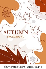 Elegant abstract autumn poster with line art elements. For wall decor, sale, thanksgiving day. Cute vector stock illustration.