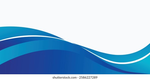 Elegant abstract background with blue wave flow shape on a light background.