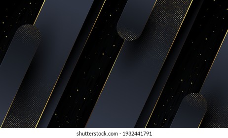 Elegant abstract background with color gradation. The dark colors are trimmed with gold and spots.