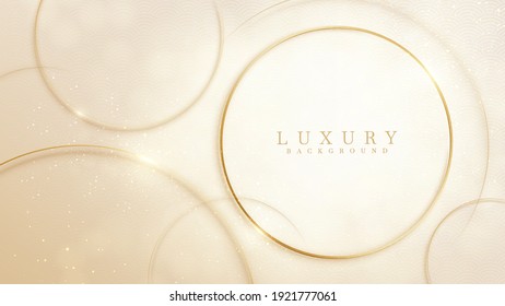 Elegant abstract background cream shade with geometric circle shape and line golden elements. Realistic luxury 3d modern concept. vector illustration for design.