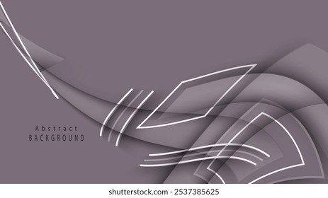 Elegant Abstract Background with Curved Lines and Deep Purple Neutral Tones