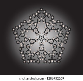 Elegant abstract background with dark pentahedral arabesques.