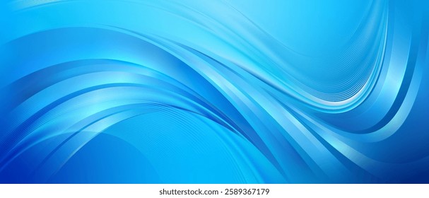 Elegant abstract background with deep blue tones and layered curved waves, creating a sense of motion and depth. Ideal for professional and modern designs.