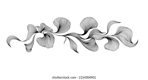 Elegant abstract background with dynamic linear waves. Vector hand drawn illustration in minimalistic linear style. Trendy line art design element.