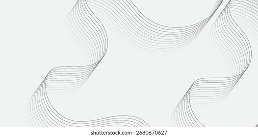 Elegant abstract background featuring curving lines in shades of gray against a clean, bright backdrop, creating a modern and sophisticated graphic element suitable for design